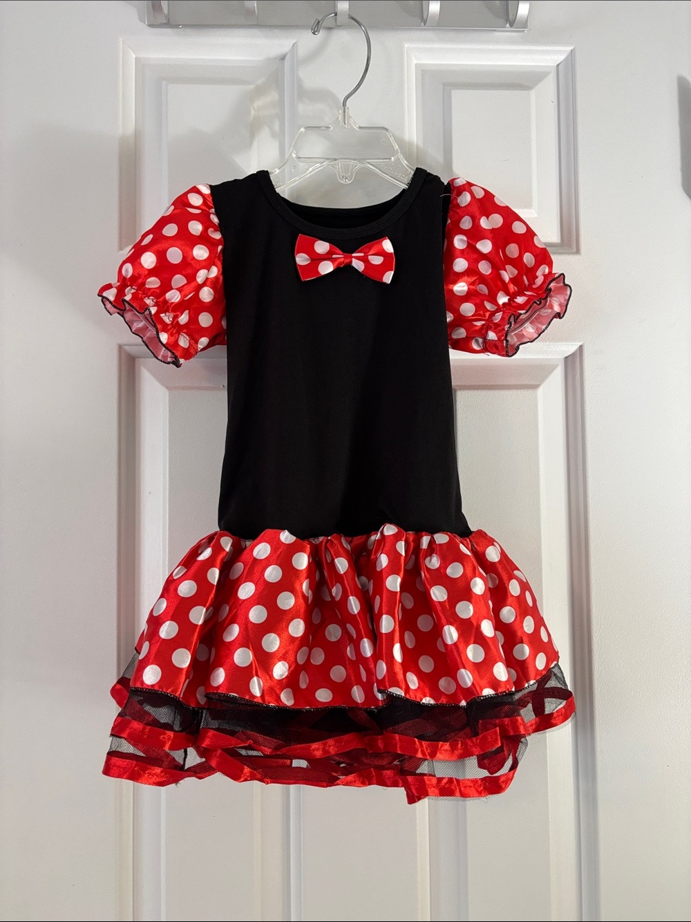 Girls Red Polka Dot Bow-Accent Halloween Costume Dress (Size 2-3T)